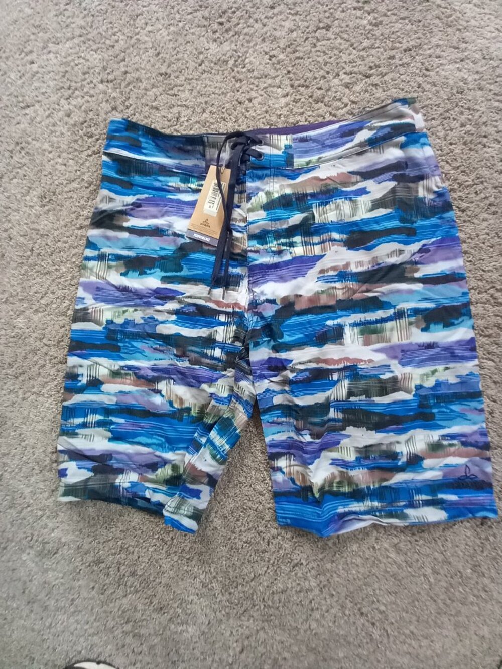 prAna Men's Sediment Shorts, 36, Vortex Blue Indian Summer